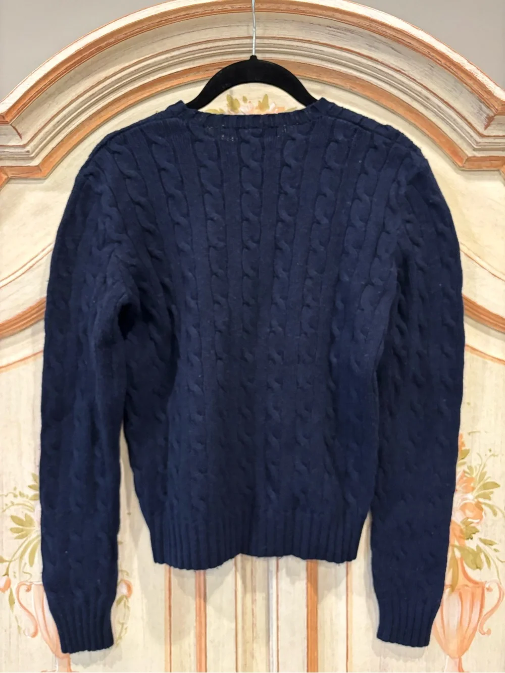 Ralph Lauren Blue Label Vintage Cable-Knit Navy Sweater Wool Cashmere Blend Sz S - Picture 3 of 4
